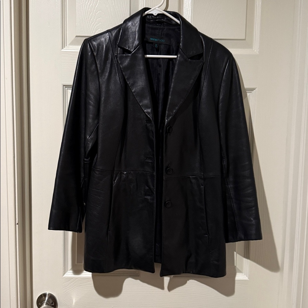Like NEW- 100% Soft Leather Siena Studio Midnight Black Jacket